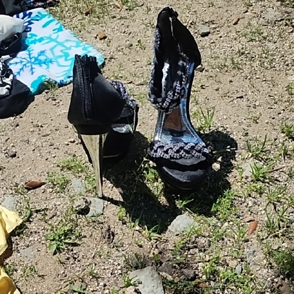 Elegant Black and Silver Women's Heels